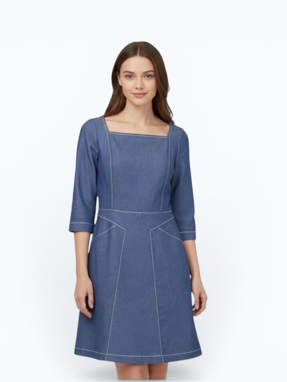 Piazza Sempione Square-Neck A-Line Dress, Size 14/16,‎ MSRP $450
